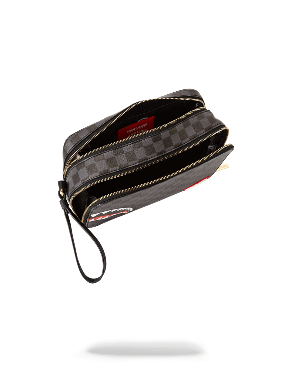 SHARKS IN PARIS (BLACK CHECKERED EDITION) TOILETRY AKA MONEY BAGS