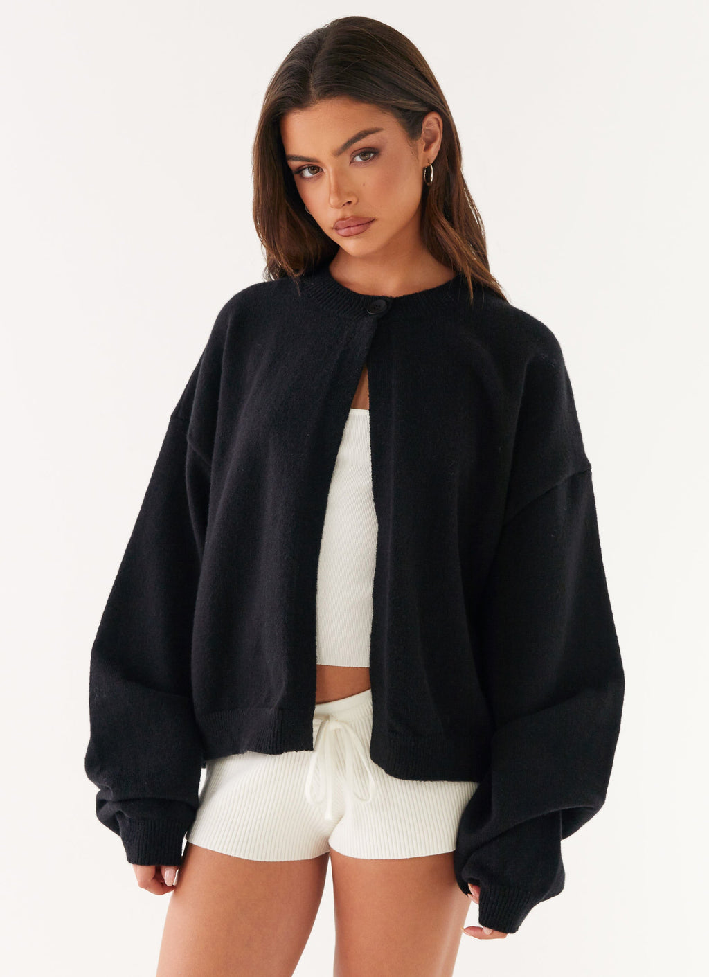 Annie One Button Cardigan - Black