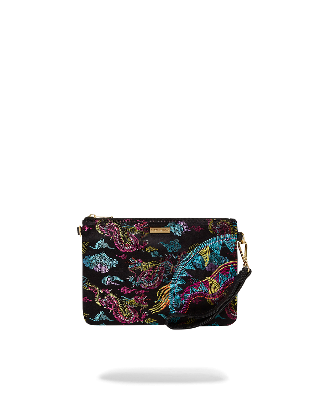 EMBROIDERED DRAGONS CROSSOVER CLUTCH