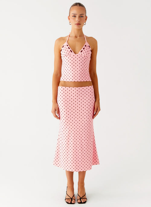 Bahama Eyelet Lace Up Top - Strawberry Dot