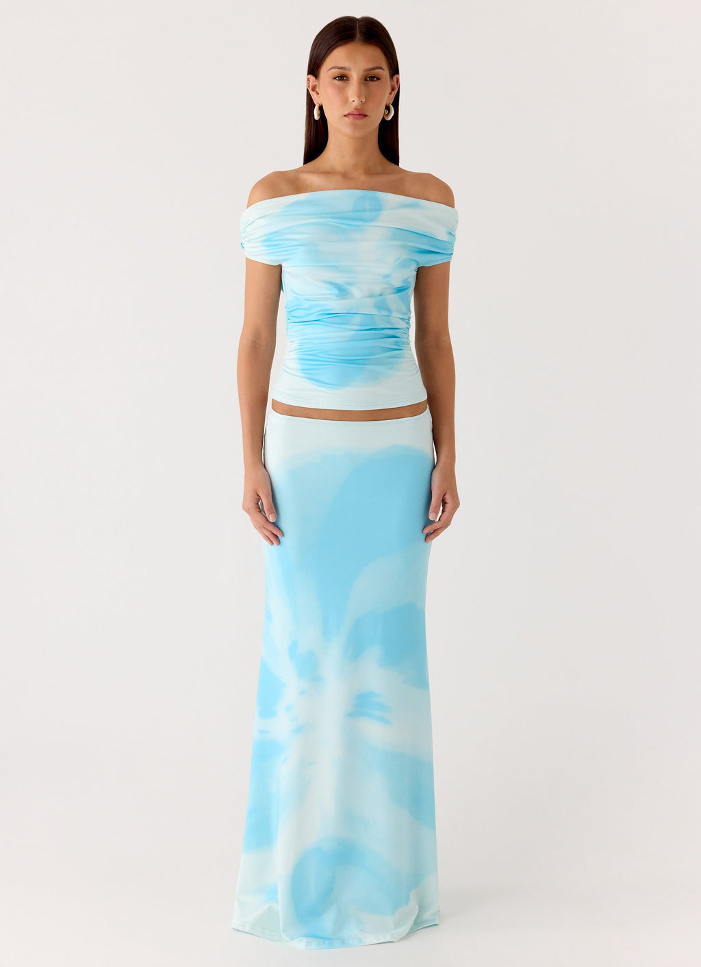 Moka Off Shoulder Top - Blooming Blue