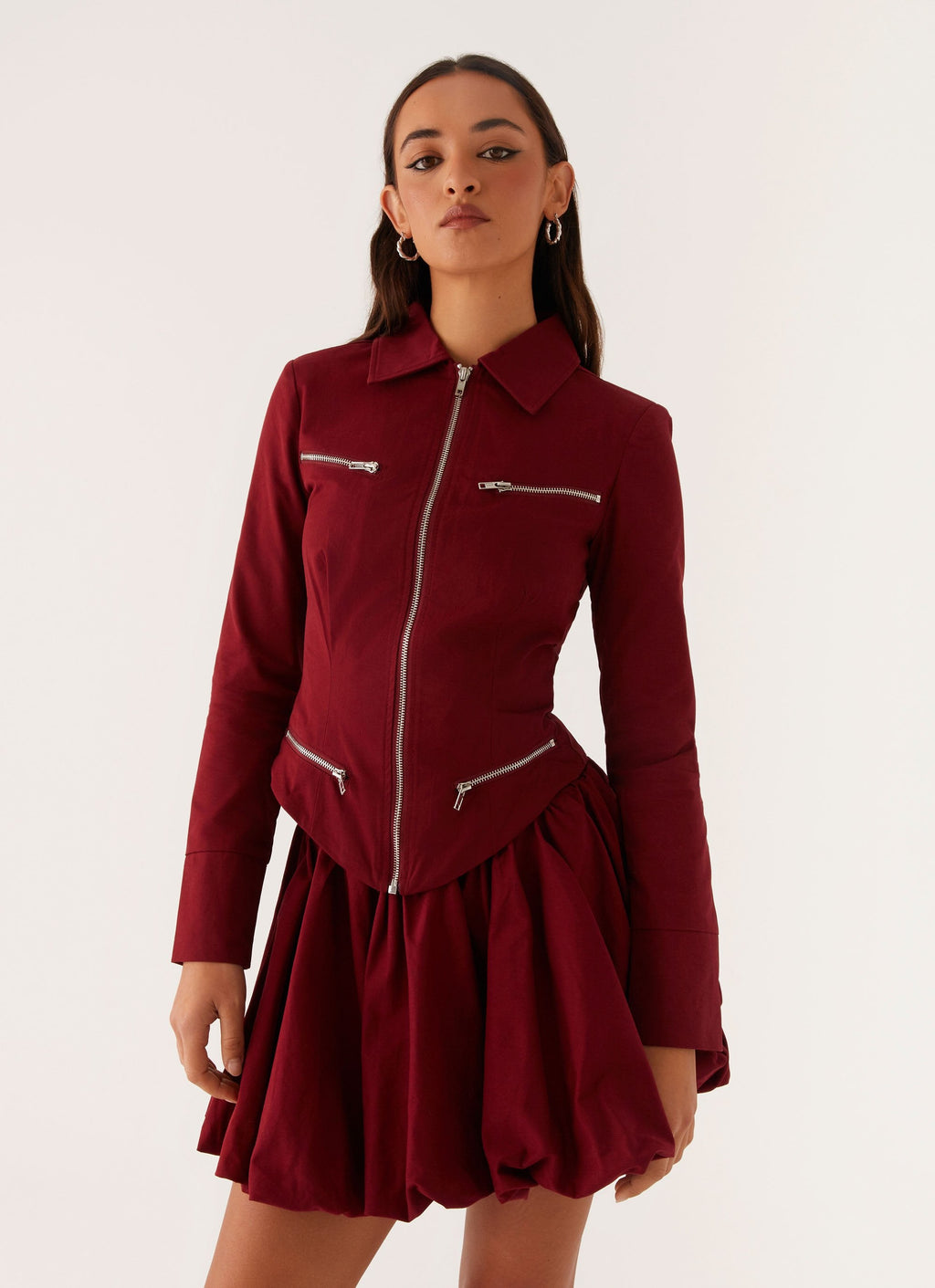 Petra Fitted Zip Top - Mulberry